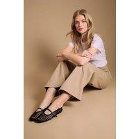 Oasis Women's Alex Faux Leather Woven Mary-Jane Ballet Pumps in Black | Size: 5
