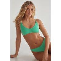 NastyGal Women's Ribbed Scoop Cropped Bikini Set in Green | Size: 10