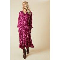 Dorothy Perkins Women's Berry Floral Lace Yoke Midi Dress | Size: 8