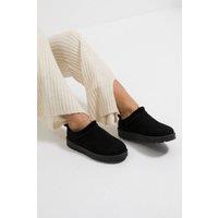 Dorothy Perkins Women's Pamela Cozy Faux Suede Fur Trim Boots in Natural Black | Size: 5