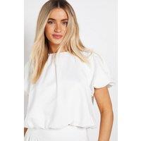 Dorothy Perkins Women's Bubble Hem Crew Neck Top in White | Size: 12
