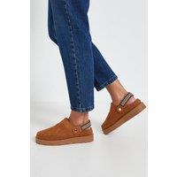 Dorothy Perkins Women's Zinnias Faux Slingback Closed Toe Cosy Mules in Chestnut | Size: 7