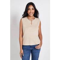 Wallis Women's Petite Chain Trim Knitted Vest Top in Oatmeal | Size: Small