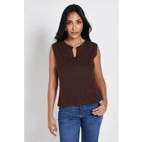 Wallis Women's Petite Chain Trim Knitted Vest Top in Chocolate | Size: Medium