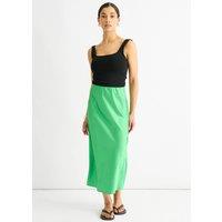 Gini London Women's Green Satin High Waist Midi Skirt | Size: 16