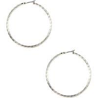 DKNY Women's Large Texture Hoop Silver Finish Earrings in Gold