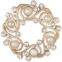 Anne Klein Jewellery Women's Pearl Wreath Box Pin in Gold