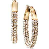 Anne Klein Jewellery Women's Crystal Pave Tubular Hoop Earrings in Gold