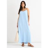 Gini London Women's Blue Strappy Cross Back Airflow Oversized dress | Size: S/M