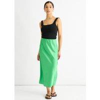 Gini London Women's Green Satin High Waist Midi Skirt | Size: 14