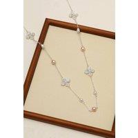 Mood Women's Silver Plated & Pearl Clover Necklace