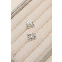 Mood Women's Silver Plated & Pearl Clover Earrings