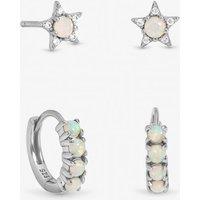 Inicio Women's Sterling Silver Plated Opal Earrings - Pack of 2