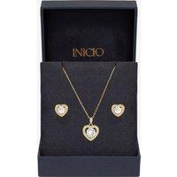 Inicio Women's 14Ct Real Gold Plated Heart Set - Gift Box