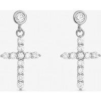 Jon Richard Women's Rhodium Plated Cubic Zirconia Earrings in Silver