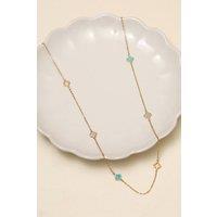 Jon Richard Women's Gold Plated & Turquoise Long Station Clover Necklace