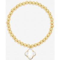 Jon Richard Women's Gold Polished & Crystal Clover Stretch Bracelet