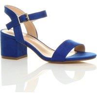 AJVANI Women's Mid Block Heel Ankle Strap Faux Suede Heeled Sandals in Cobalt | Size: 4
