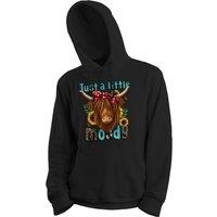 Bad Zebedee Women's Just A Little Moody Highland Cow Hoodie in Black | Size: Medium