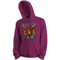 Bad Zebedee Women's Just A Little Moody Highland Cow Hoodie in Plum | Size: XS