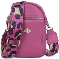 Fontanella Fashion Women's Gabby Bee Badge Triple Pockets Crossbody Phone Bag with Canvas Strap in Fuchsia