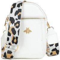 Fontanella Fashion Women's Gabby Bee Badge Triple Pockets Crossbody Phone Bag with Canvas Strap in White