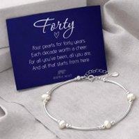 Orsa May Women's 40th Birthday Sterling Silver Milestone Four Pearl Bracelet