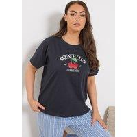Yours Women's Cherry Graphic Sleep Top in Dark Navy | Size: 14-16