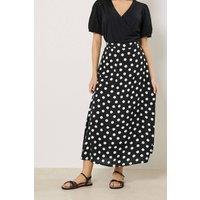 M&Co Women's Polka Dot Maxi Skirt in Black | Size: 12