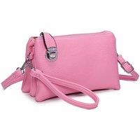 Fontanella Fashion Women's Elara PU Leather Triple Compartment Crossbody Bag With Fixed Lock in Bright Pink