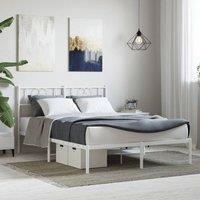 Berkfield Home Metal Bed Frame with Headboard White 150x200 cm King Size