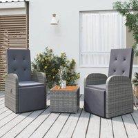 Berkfield Home 3 Piece Garden Lounge Set Grey Poly Rattan&Solid Wood Acacia