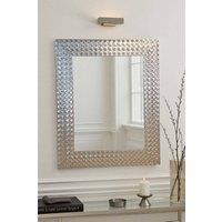 Yearn Mirrors Hammered Silver Framed Bevelled Mirror in Metallic Silver