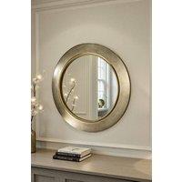 Yearn Mirrors Ava Pewter Round Bevelled Mirror Gold Trim in Metallic Gold