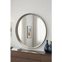 Yearn Mirrors Willow Silver Large Round Contemporary Mirror Bevelled in Metallic Silver