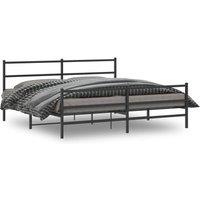 Berkfield Home Metal Bed Frame without Mattress with FootboardBlack 200x200cm in Black | Size: 200x200 cm