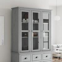 Berkfield Home Cabinet with Glass Doors BODO Grey Solid Wood Pine