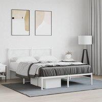 Berkfield Home Metal Bed Frame without Mattress with Headboard White 140x200cm | Size: 140x200 cm