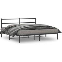 Berkfield Home Metal Bed Frame without Mattress with Headboard Black 180x200cm | Size: Super King