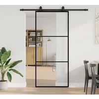 Berkfield Home Sliding Door with Hardware Set Black 90x205 cm ESG Glass