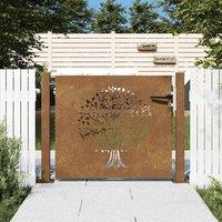 Berkfield Home Garden Gate 105x105 cm Corten Steel Tree Design in Brown