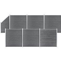 Berkfield Home WPC Fence Set 6 Square + 1 Slanted 1138x186 cm Grey