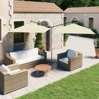 Berkfield Home Double Garden Parasol with Steel Pole Sand 600x300 cm in Beige