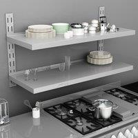 Berkfield Home 2-Tier Floating Wall Shelf Stainless Steel 120x30 cm in Grey