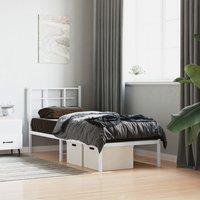 Berkfield Home Metal Bed Frame without Mattress with Headboard White 80x200cm | Size: 80x200 cm