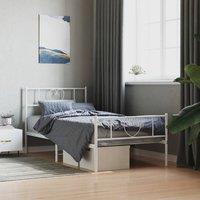 Berkfield Home Metal Bed Frame with Headboard & Footboard White 107x203 cm