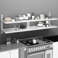 Berkfield Home 2-Tier Floating Wall Shelves 2 pcs Stainless Steel 200x30 cm in Grey
