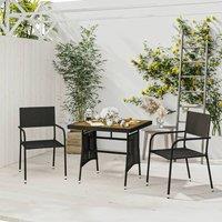 Berkfield Home 3 Piece Outdoor Dining Set Poly Rattan Black