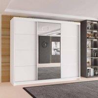 Sliding Wardrobes 4U Modern 3 Door Sliding Wardrobe-Bedroom cabinet 250cm x 217cm in White | Size: 250 cm x 217 cm