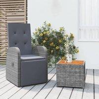 Berkfield Home 2 Piece Garden Lounge Set Grey Poly Rattan&Solid Wood Acacia